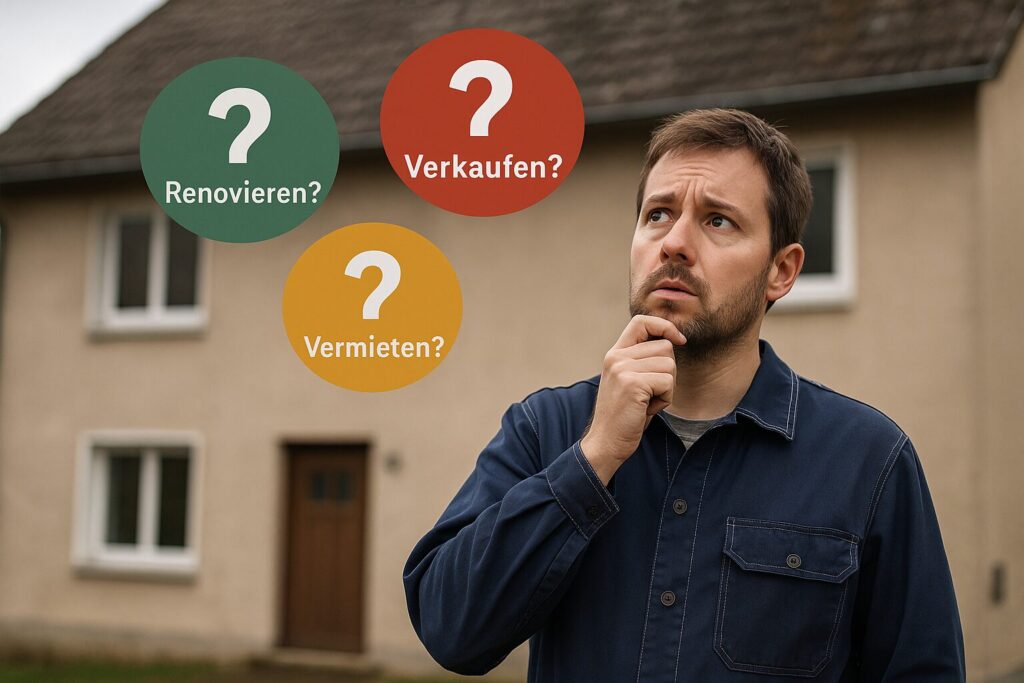 Handwerker mit Denkblase