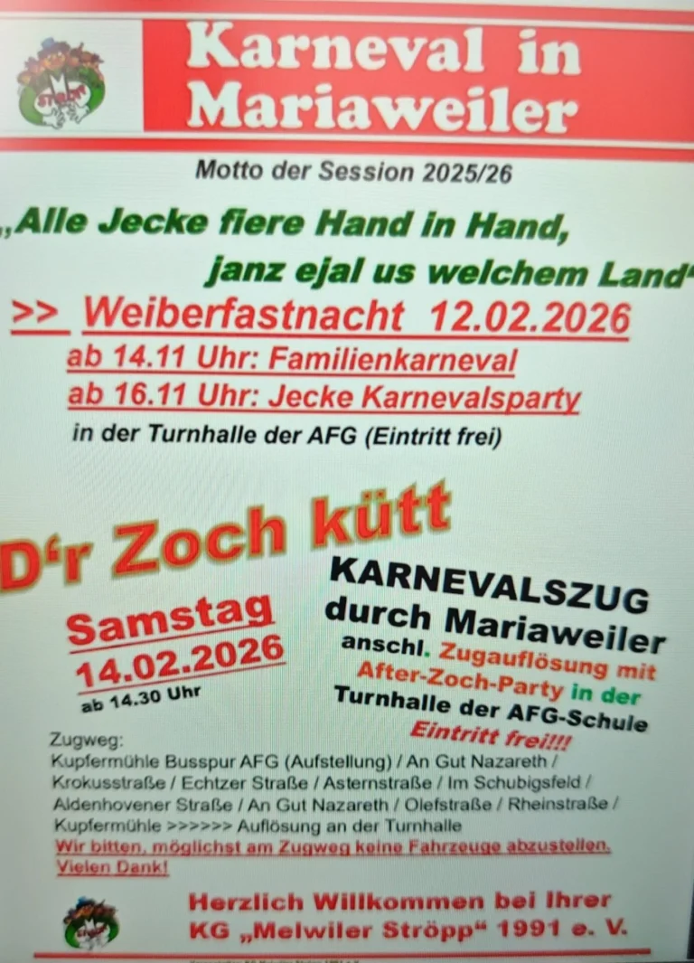flyer 2026 der KG Melwiler Ströpp