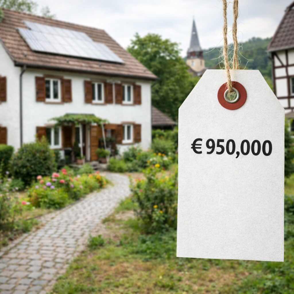 Haus mit Preisschild von 950.000 €
